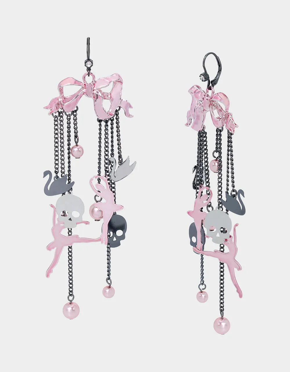 FLY BY NIGHT BOW BALLERINA CHANDELIER EARRINGS PINK sold by Betsey Johnson