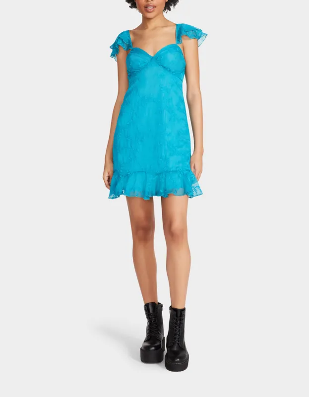 SUMMER ROMANCE MINI DRESS TURQUOISE | RE:LUV sold by Betsey Johnson