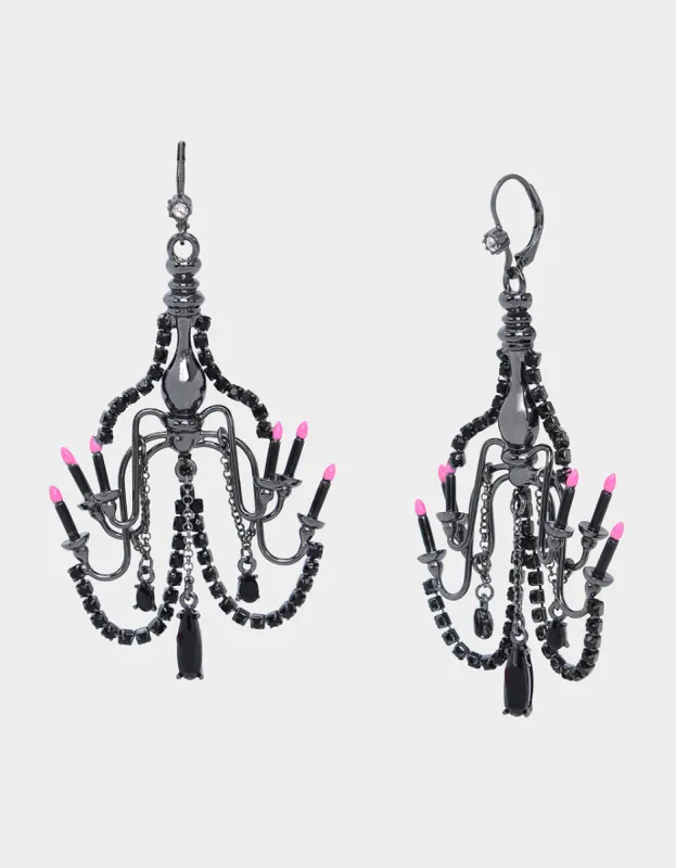 FLY BY NIGHT CHANDELIER DROP EARRINGS PINK sold by Betsey Johnson