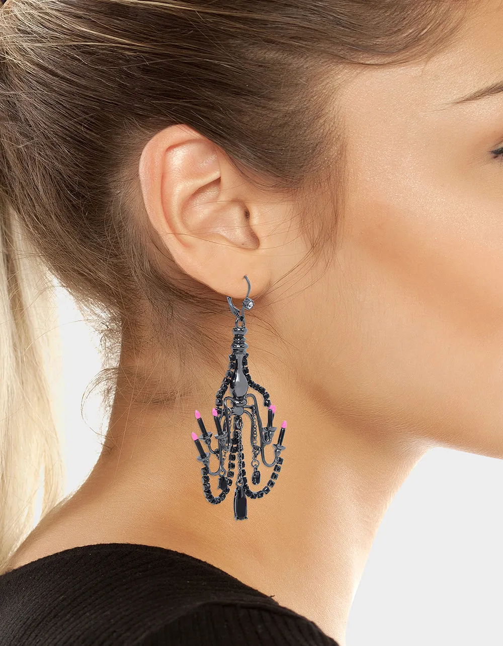 FLY BY NIGHT CHANDELIER DROP EARRINGS PINK sold by Betsey Johnson product image thumbnail 3