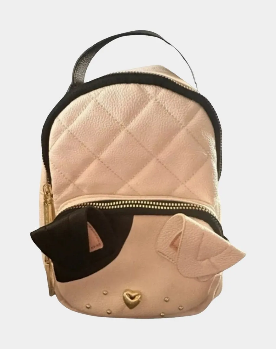 Betsy Johnson KITSCH Mini Black and Cream Dog Puppy Backpack | RE:LUV sold by Betsey Johnson