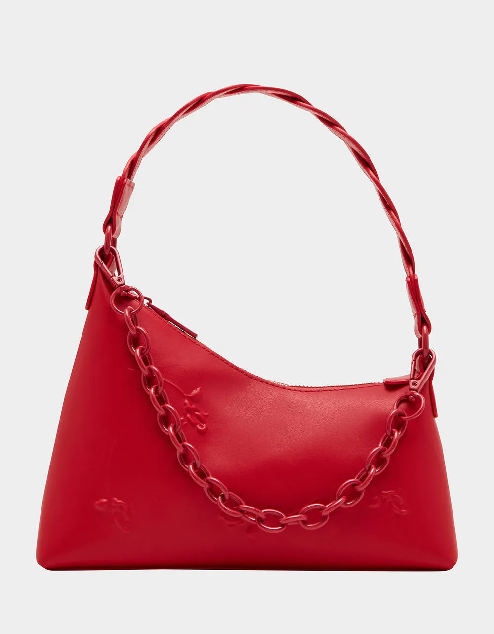OFF KILTER ROSETTE BAG RED sold by Betsey Johnson