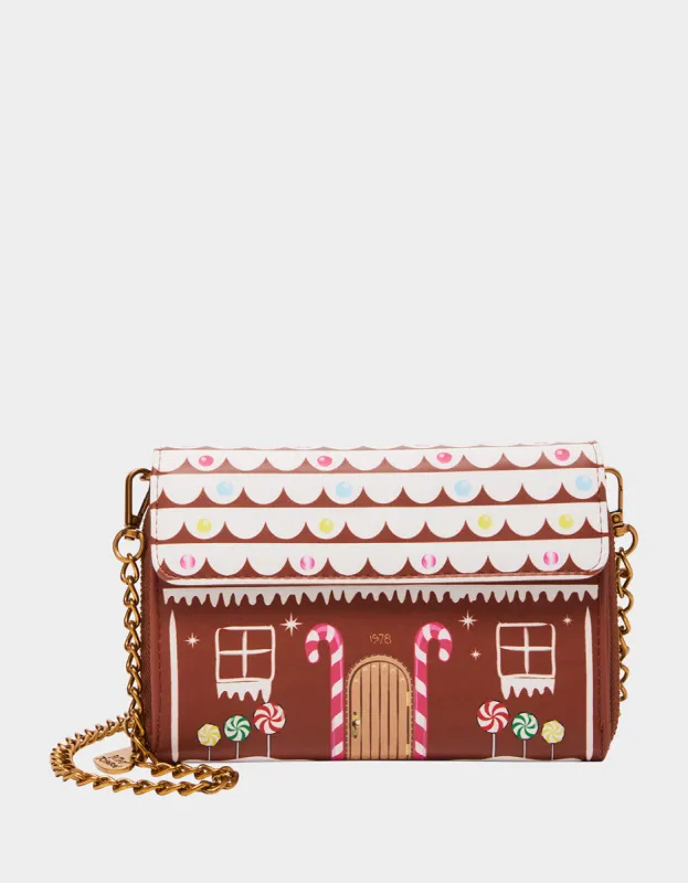 KITSCH GINGERBREAD WALLET ON STRING BROWN made by Betsey Johnson
