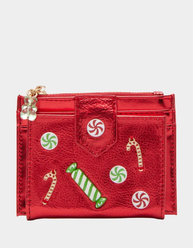 HOLIDAY CANDY BIFOLD WALLET RED sold by Betsey Johnson
