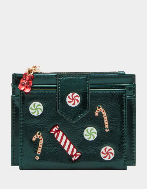 HOLIDAY CANDY BIFOLD WALLET GREEN sold by Betsey Johnson