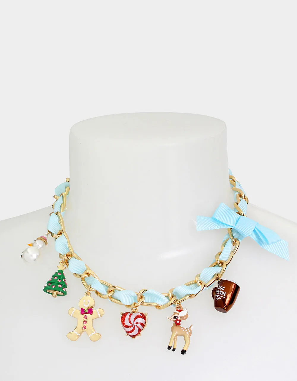 JINGLE BELL BLING XMAS CHARM FRONTAL NECKLACE MULTI sold by Betsey Johnson product image thumbnail 3