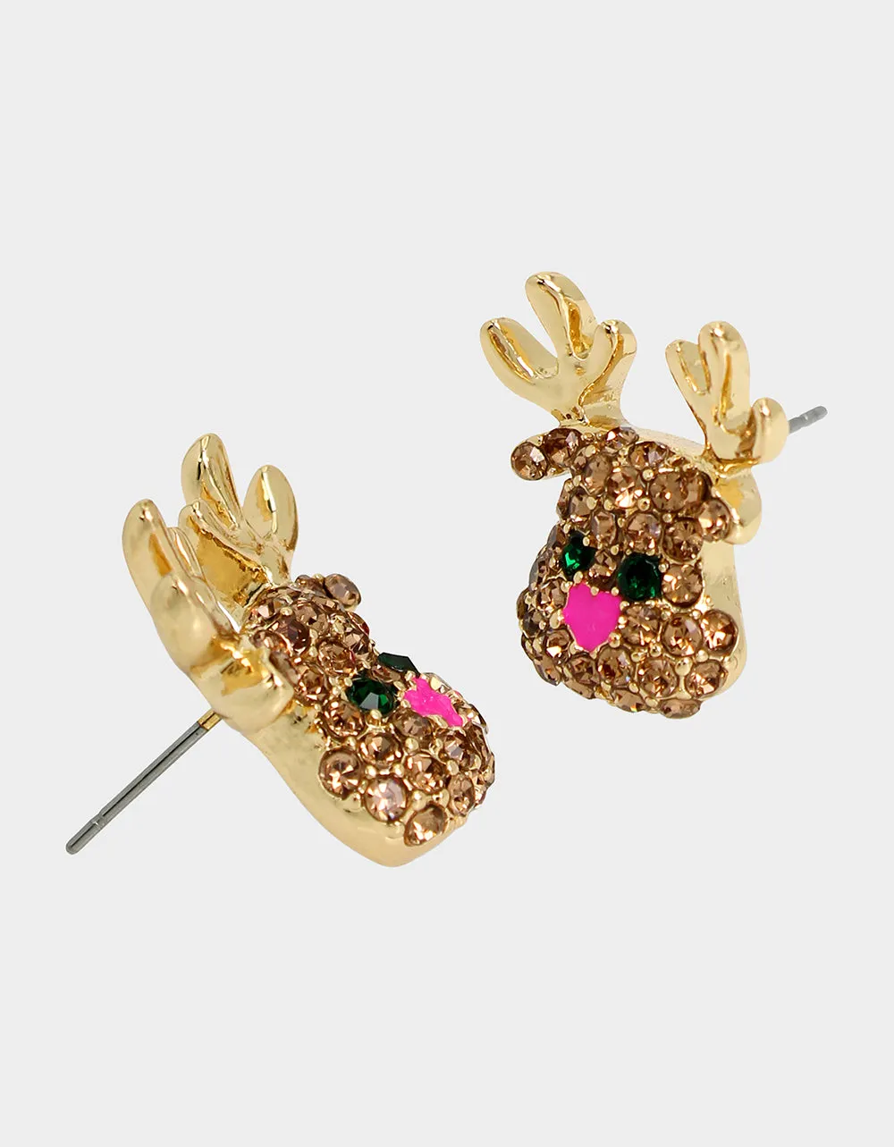 JINGLE BELL BLING REINDEER STUDS BROWN sold by Betsey Johnson product image thumbnail 2