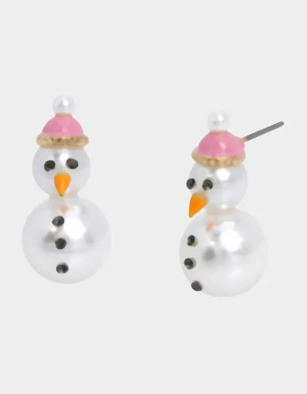 JINGLE BELL BLING SNOWMAN STUDS PINK sold by Betsey Johnson
