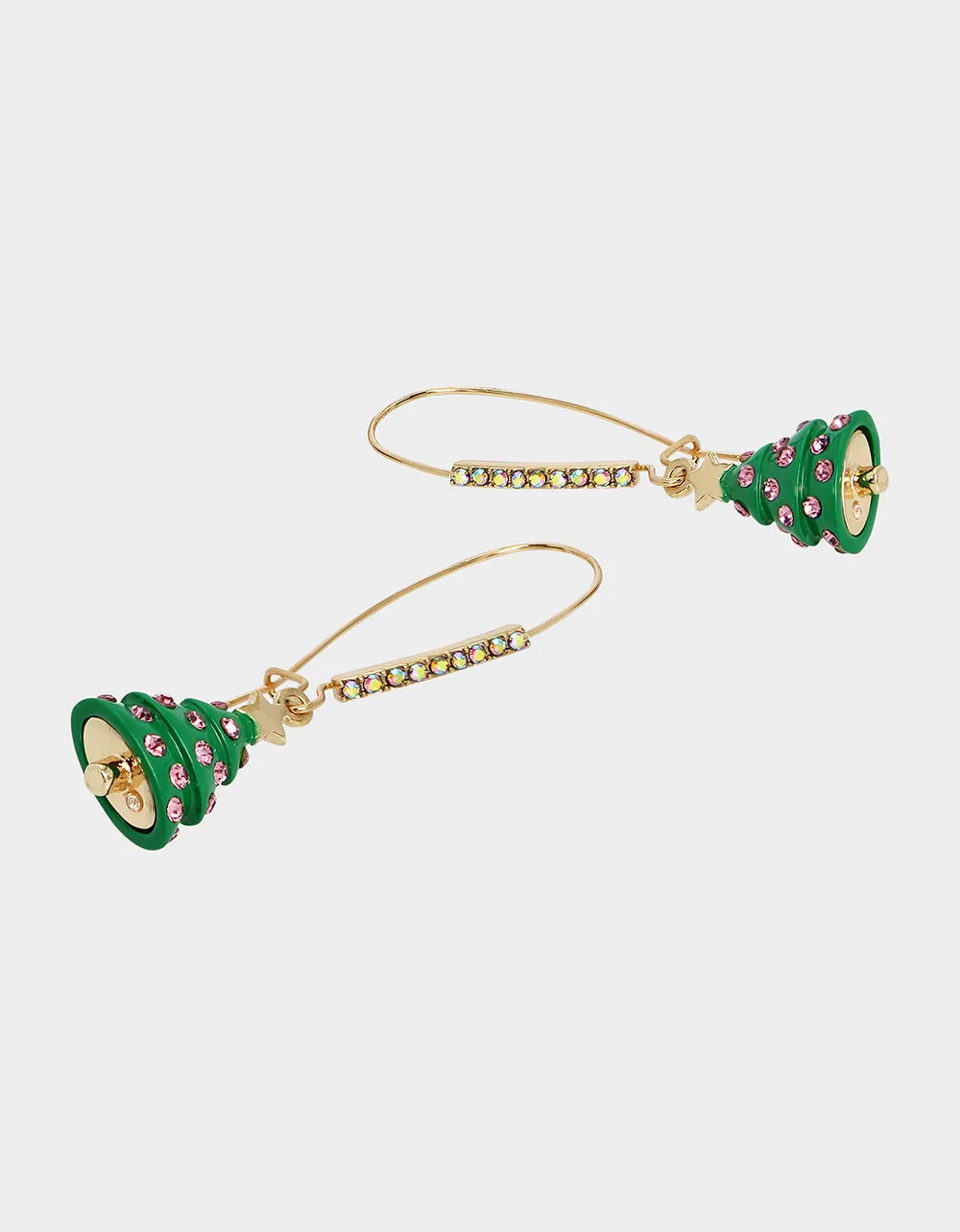 JINGLE BELL BLING XMAS TREE SHEPHERD HOOK EARRINGS GREEN sold by Betsey Johnson product image thumbnail 2