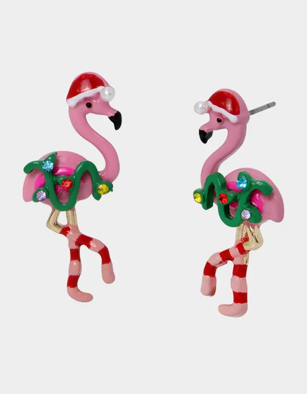 JINGLE BELL BLING FLAMINGO STUD MULTI sold by Betsey Johnson