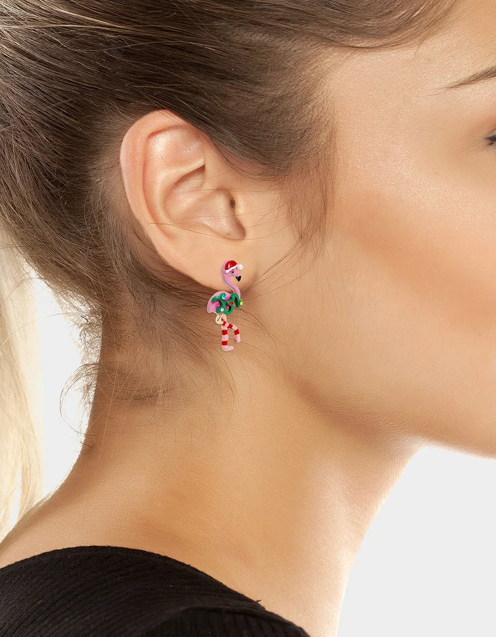 JINGLE BELL BLING FLAMINGO STUD MULTI sold by Betsey Johnson product image thumbnail 3