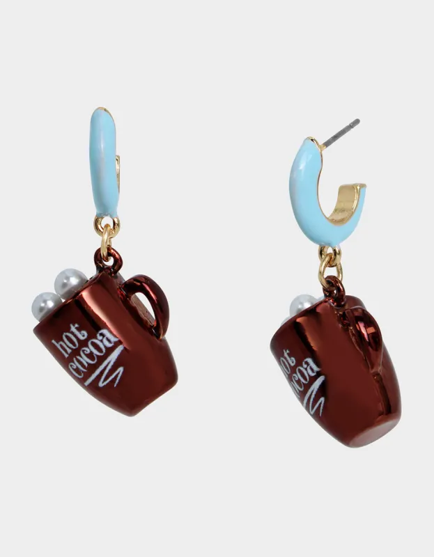 JINGLE BELL BLING HOT COCOA HUGGIE EARRINGS BROWN sold by Betsey Johnson