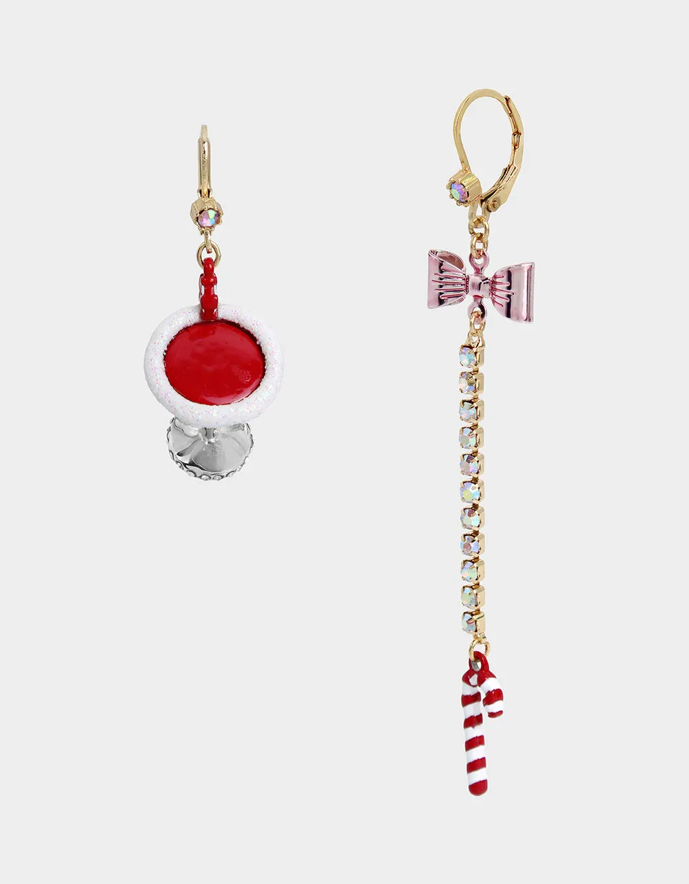 JINGLE BELL BLING XMAS MARTINI MISMATCH EARRINGS RED sold by Betsey Johnson product image thumbnail 3