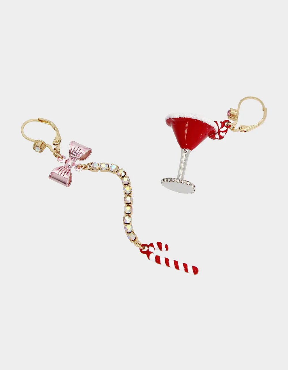 JINGLE BELL BLING XMAS MARTINI MISMATCH EARRINGS RED sold by Betsey Johnson product image thumbnail 2