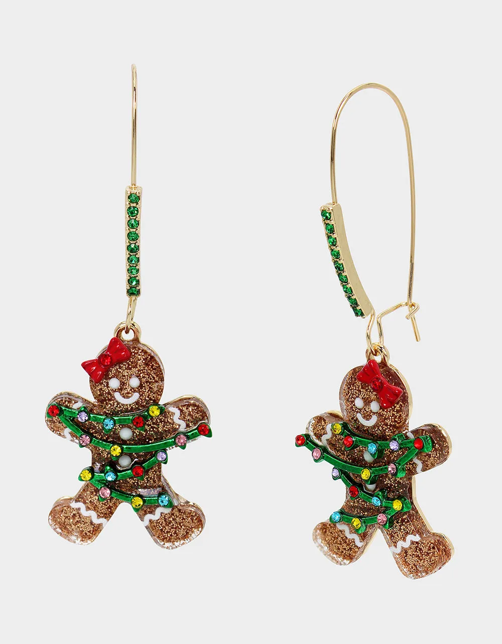 JINGLE BELL BLING GINGERBREAD SHEPHERD HOOK EARRINGS MULTI sold by Betsey Johnson