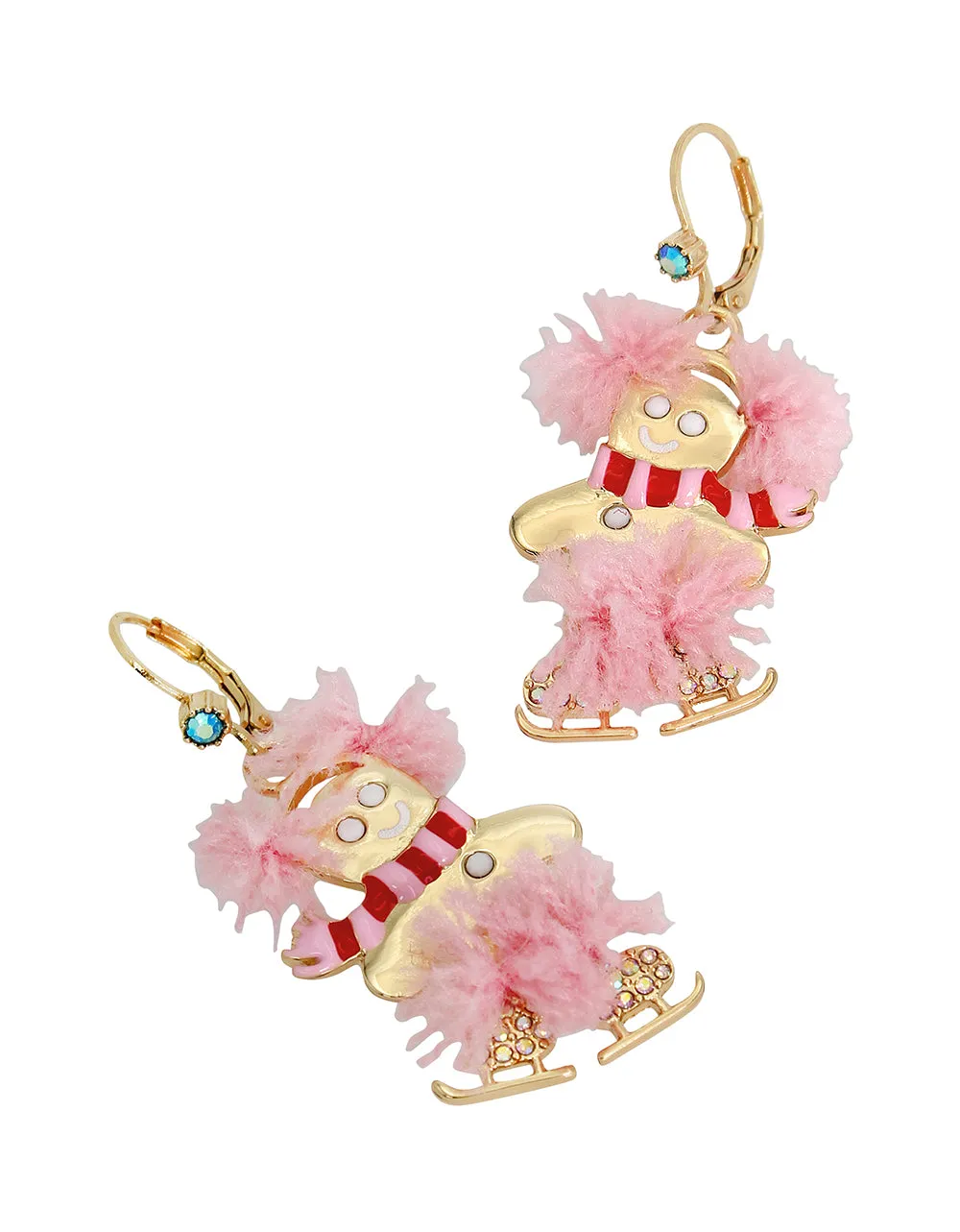 JINGLE BELL BLING GINGERBREAD SKATER DROP EARRINGS PINK sold by Betsey Johnson product image thumbnail 2