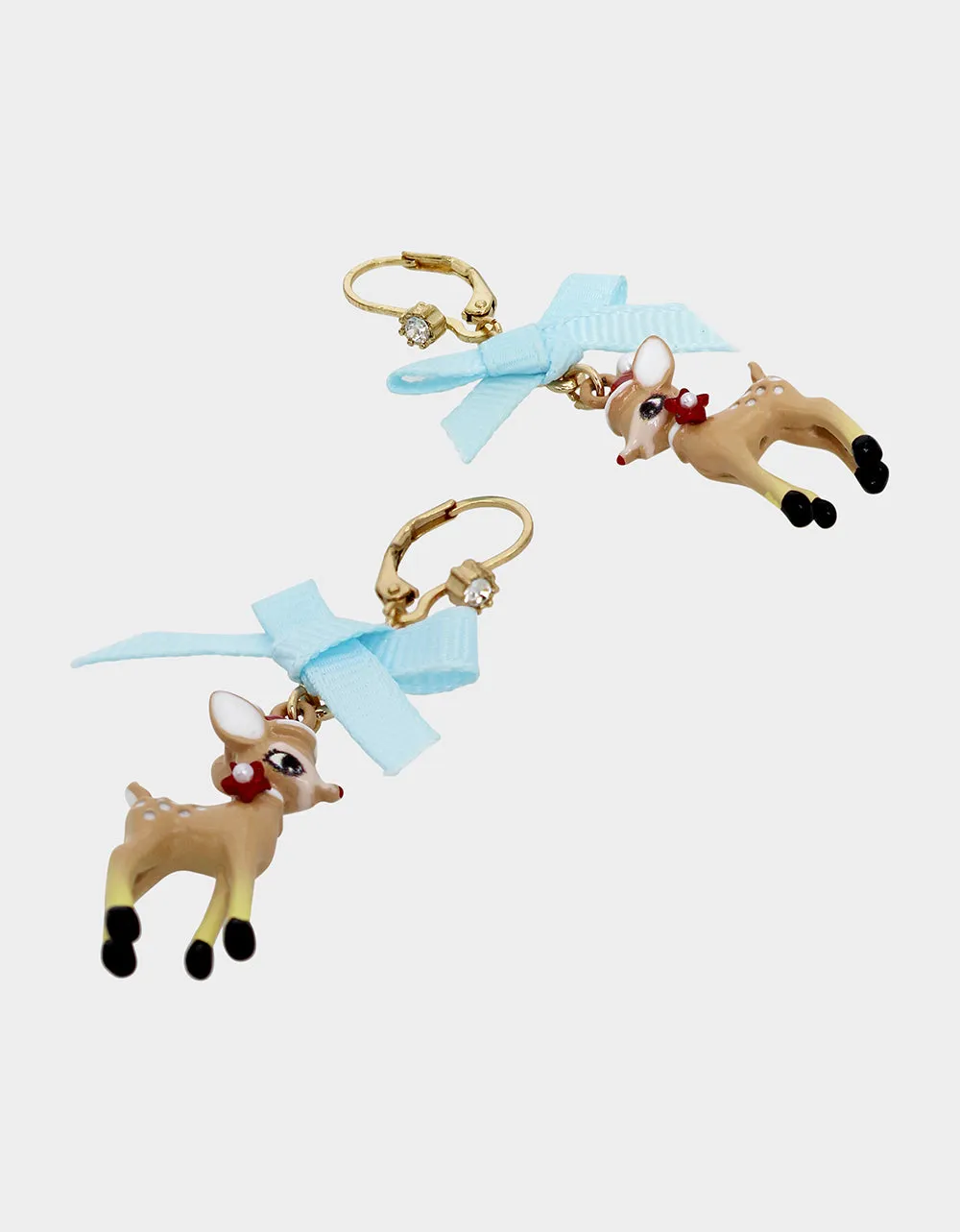 JINGLE BELL BLING REINDEER LEVER BACK EARRINGS LIGHT BLUE sold by Betsey Johnson product image thumbnail 2