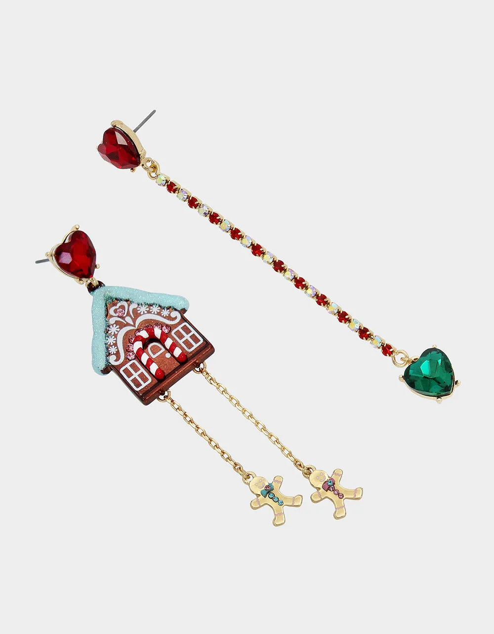 JINGLE BELL BLING GINGERBREAD HOUSE MISMATCH EARRINGS MULTI sold by Betsey Johnson product image thumbnail 2