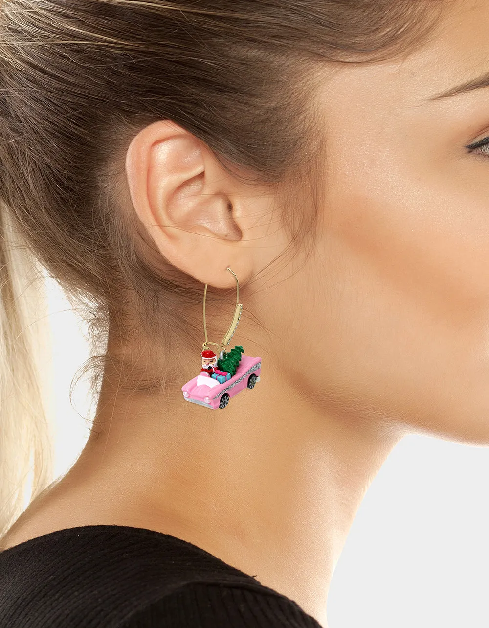 JINGLE BELL BLING SANTA CAR MISMATCH SHEPHERD HOOK EARRINGS MULTI sold by Betsey Johnson product image thumbnail 4