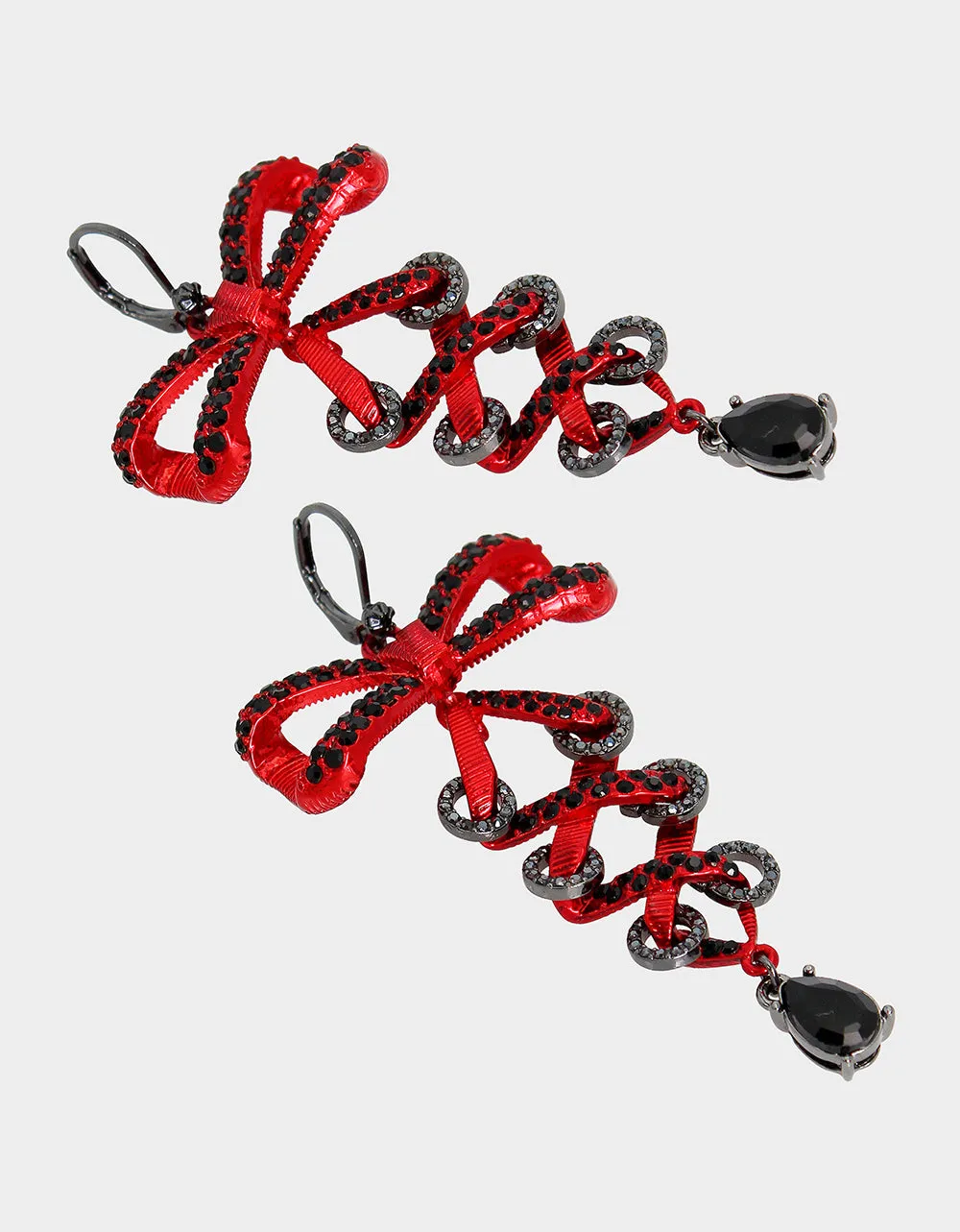 RED BOWS CORSET CHANDELIER EARRINGS RED sold by Betsey Johnson product image thumbnail 2