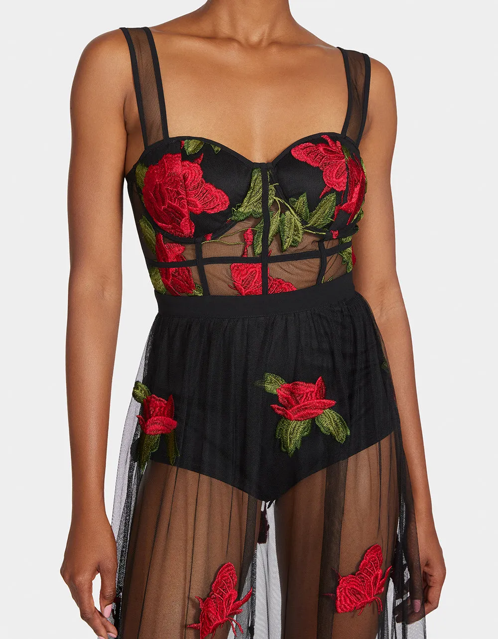 ROSIE SHEER MAXI DRESS BLACK RED sold by Betsey Johnson product image thumbnail 2