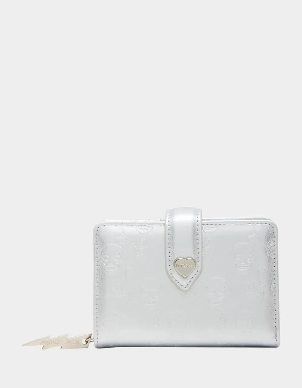SKULLS & ROSES WALLET SILVER sold by Betsey Johnson
