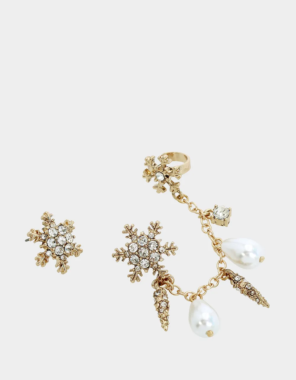 SNOW SPECIAL SNOWFLAKE CRAWLER MISMATCH EARRINGS CRYSTAL sold by Betsey Johnson product image thumbnail 2