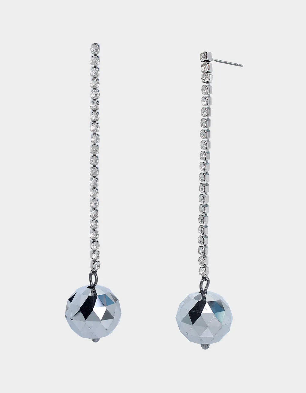 MIDNIGHT MAGIC DISCO LINEAR EARRINGS SILVER sold by Betsey Johnson
