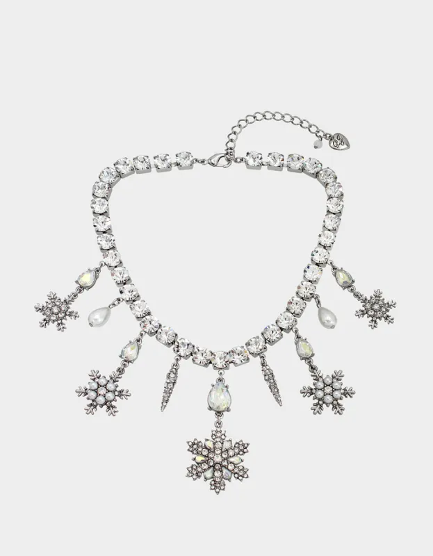 SNOW SPECIAL SNOWFLAKE STONE FRONTAL NECKLACE CRYSTAL sold by Betsey Johnson