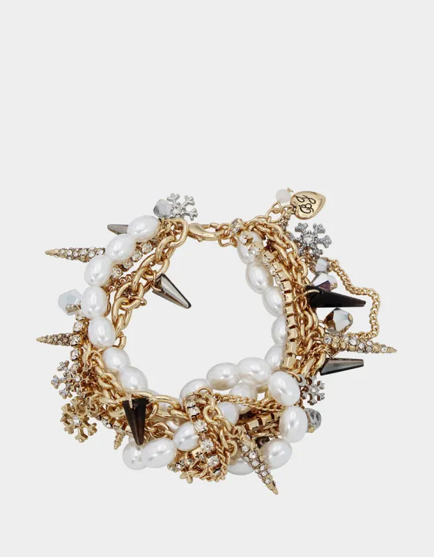 SNOW SPECIAL ICICLE CHAIN WRAP FLEX BRACELET PEARL sold by Betsey Johnson