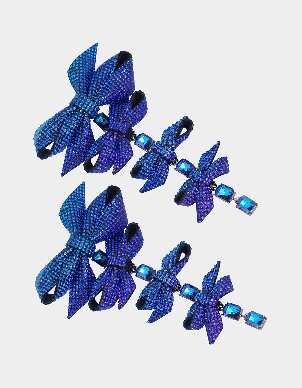 BLUE BOWS PAVE BOW LINEAR EARRINGS BLUE sold by Betsey Johnson product image thumbnail 2