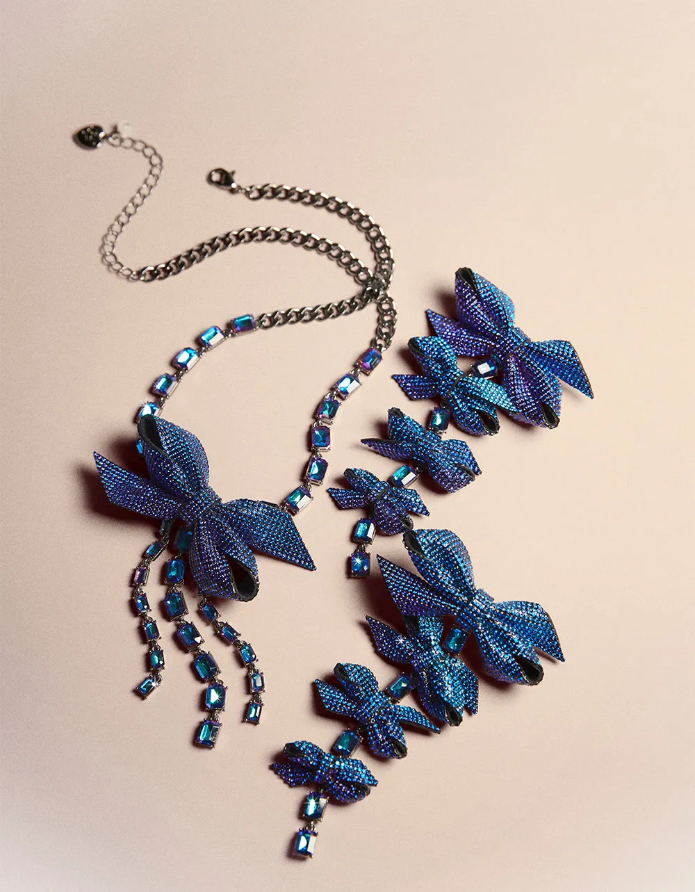 BLUE BOWS PAVE BOW LINEAR EARRINGS BLUE sold by Betsey Johnson product image thumbnail 4