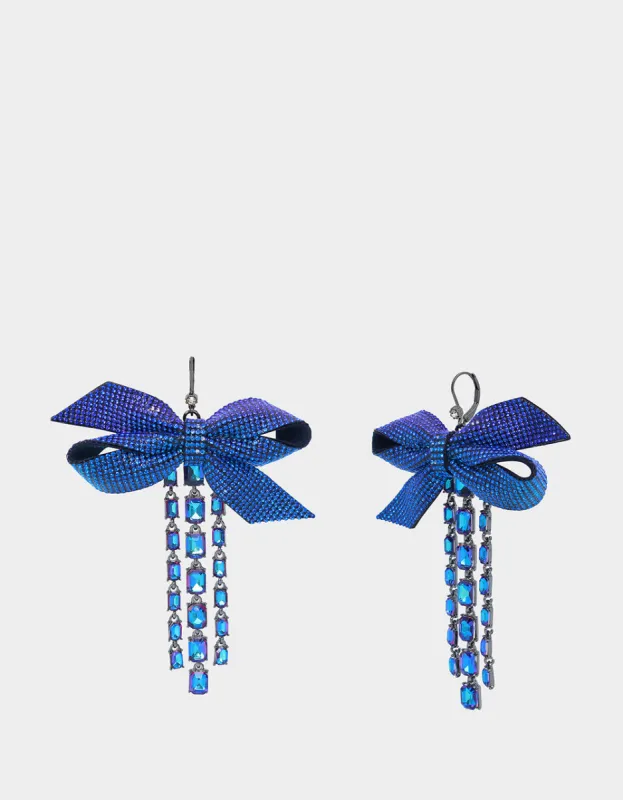 BLUE BOWS STONE BOW DROP EARRINGS BLUE sold by Betsey Johnson