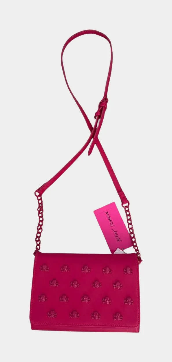 Betsey Johnson Xosybil Crossbody Skull Stud Bag Pink | RE:LUV sold by Betsey Johnson