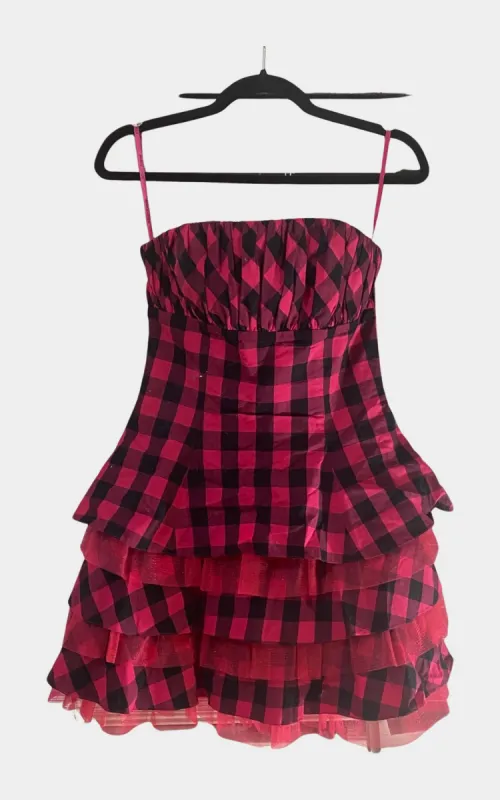 Pink and Black Checkered Mini Dress | RE:LUV made by Betsey Johnson
