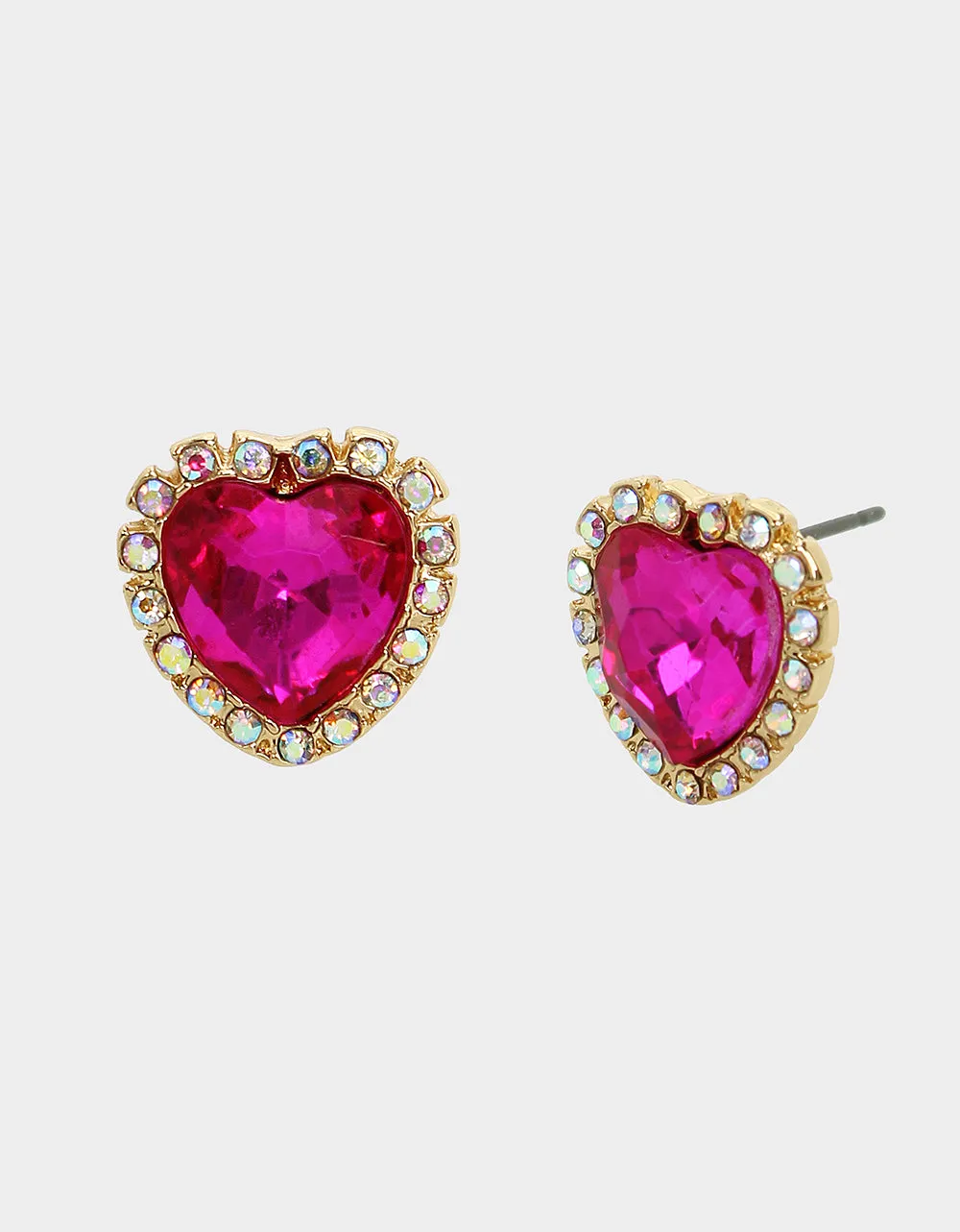 THINK PINK STONE HEART STUD EARRINGS FUCHSIA sold by Betsey Johnson