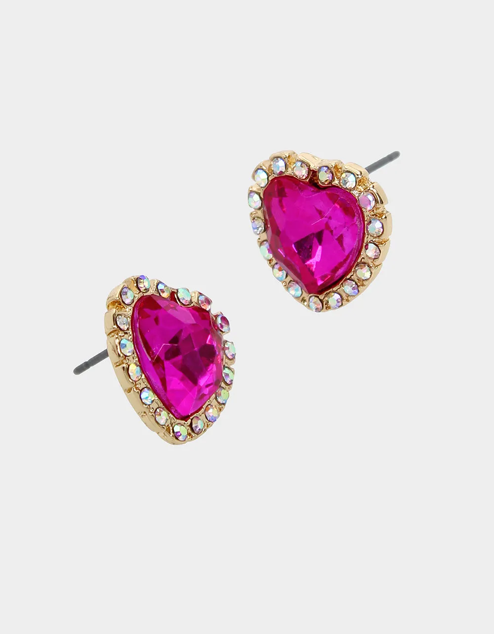 THINK PINK STONE HEART STUD EARRINGS FUCHSIA sold by Betsey Johnson product image thumbnail 2