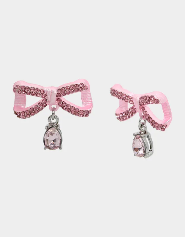 PINK BOWS BOW STONE DROP EARRINGS PINK sold by Betsey Johnson