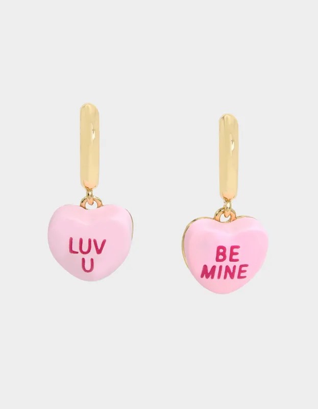 THINK PINK SWEETHEART HUGGIE EARRINGS PINK sold by Betsey Johnson