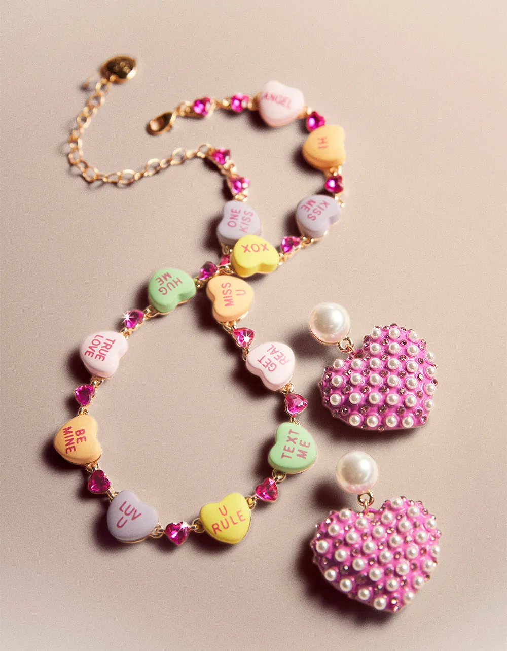 THINK PINK PEARL HEART DROP EARRINGS FUCHSIA sold by Betsey Johnson product image thumbnail 2