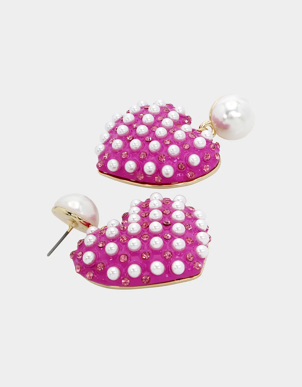 THINK PINK PEARL HEART DROP EARRINGS FUCHSIA sold by Betsey Johnson product image thumbnail 3