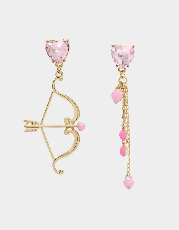 THINK PINK HEART ARROW MISMATCH LINEAR EARRINGS LIGHT PINK sold by Betsey Johnson