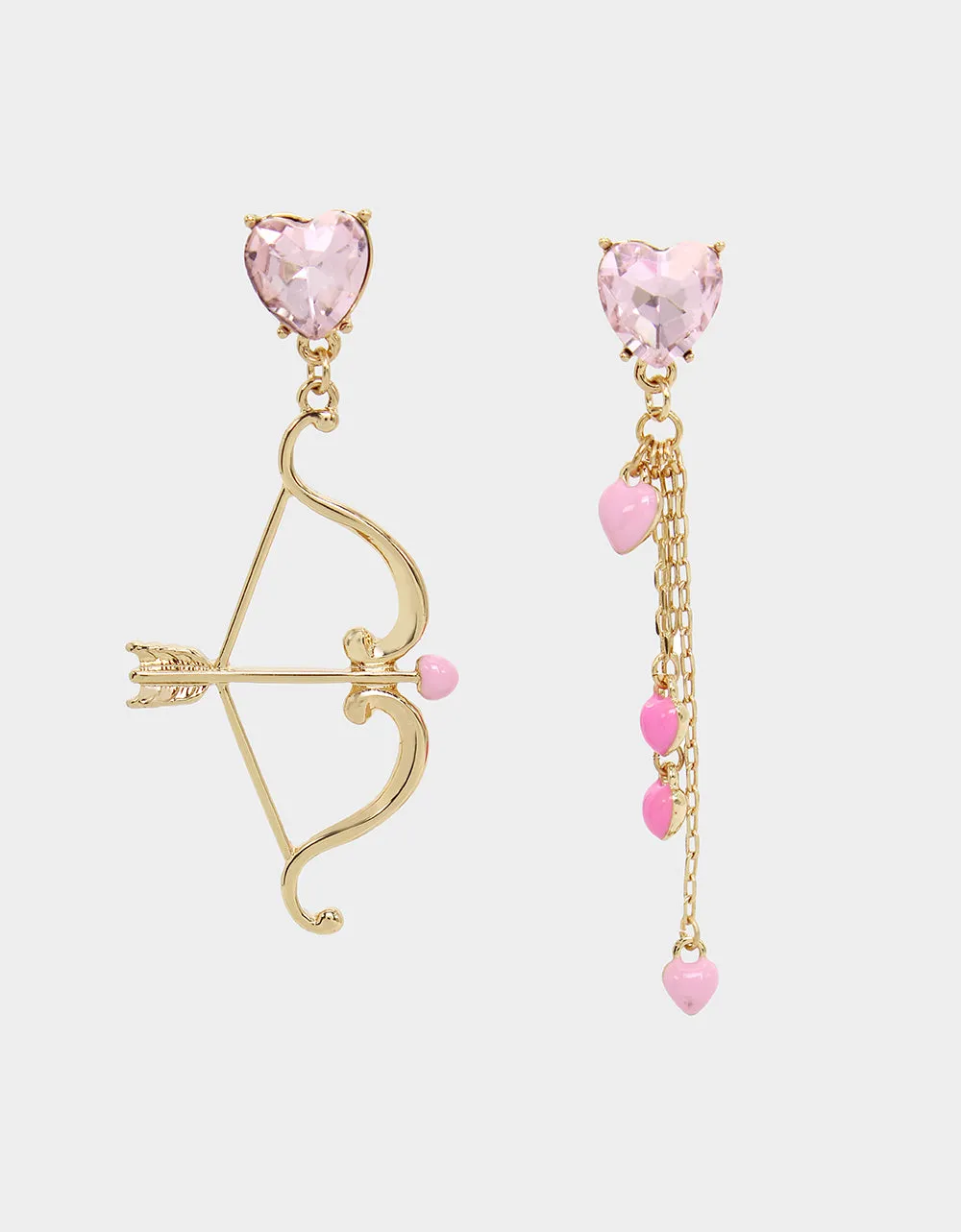 THINK PINK HEART ARROW MISMATCH LINEAR EARRINGS LIGHT PINK sold by Betsey Johnson