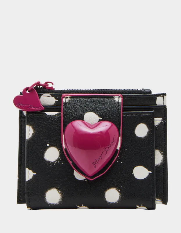 HEART BIFOLD WALLET BLACK PINK sold by Betsey Johnson