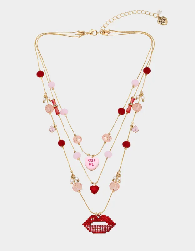 THINK PINK LIP ILLUSION NECKLACE RED sold by Betsey Johnson