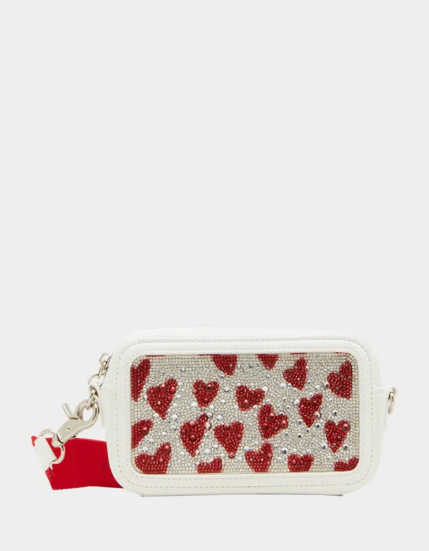 RHINESTONE CAMERA BAG RED MULTI sold by Betsey Johnson