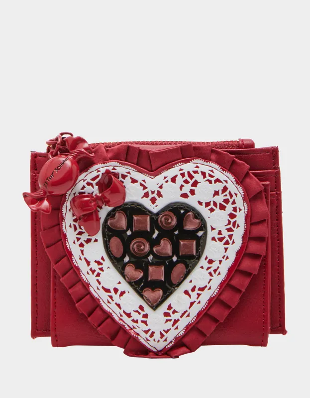 KITSCH BOX O CHOCOLATES BIFOLD WALLET RED sold by Betsey Johnson