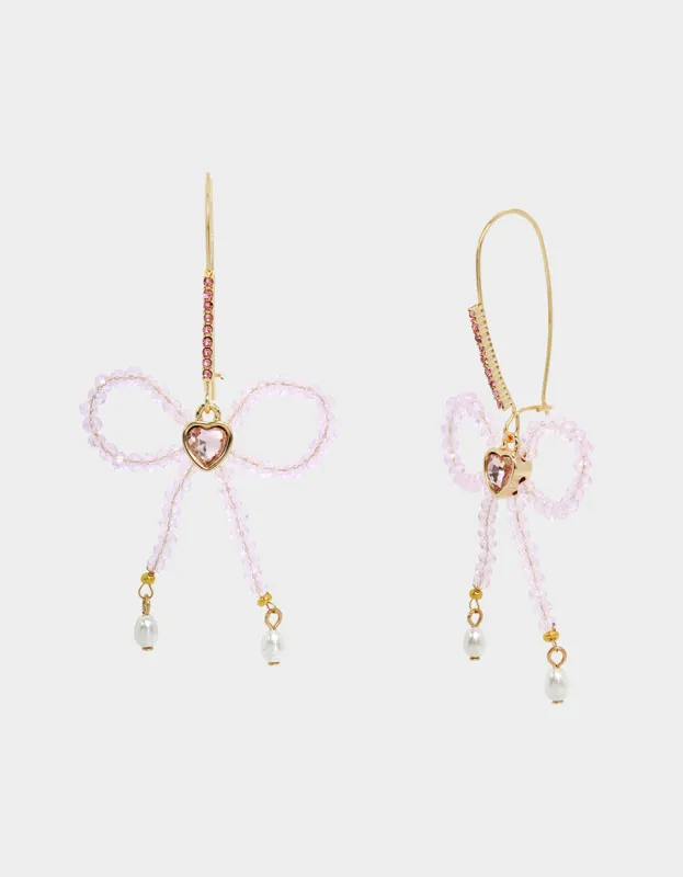 SWEETHEART SWOON BOW SHEPHERD HOOK EARRINGS PINK sold by Betsey Johnson