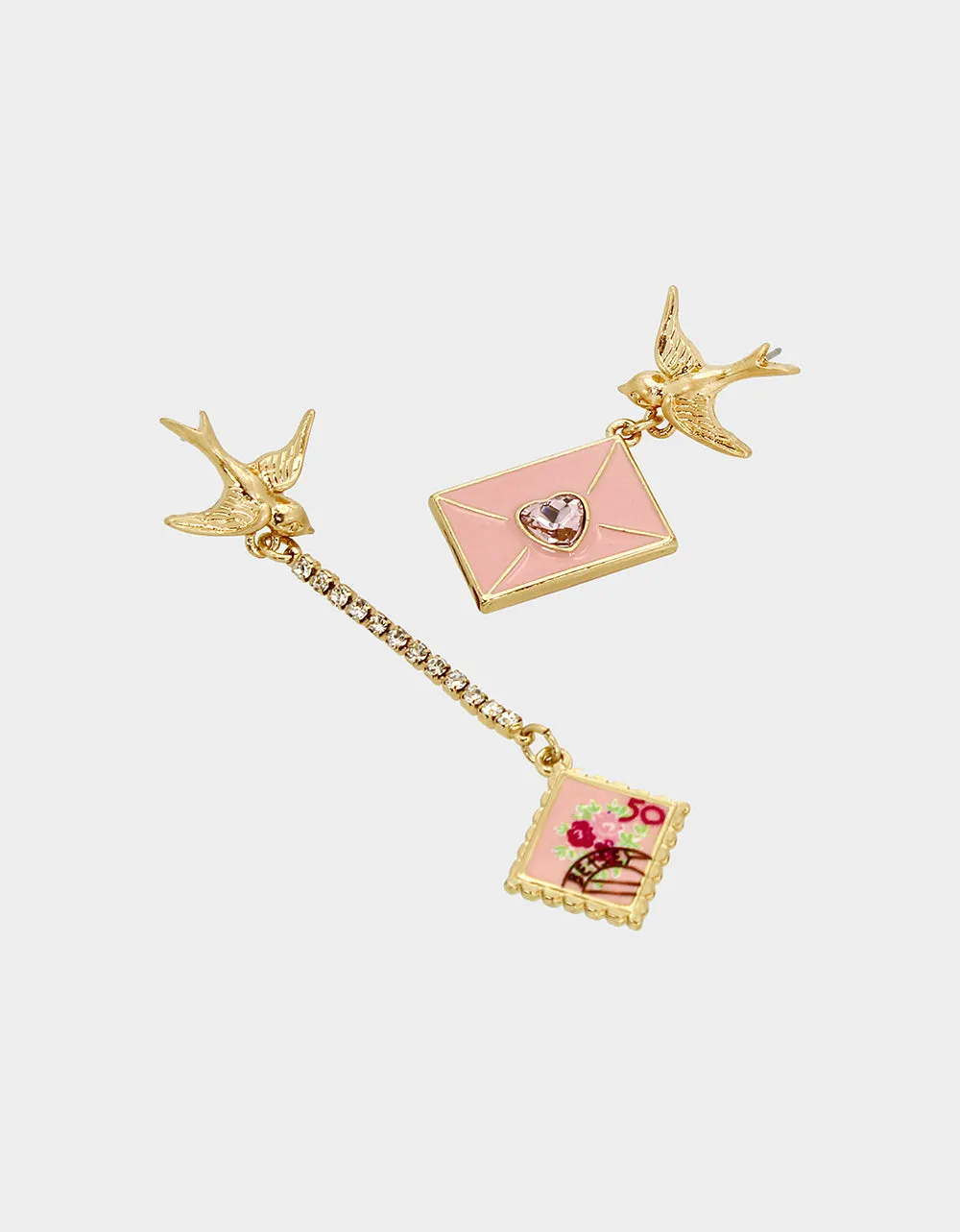 SWEETHEART SWOON DOVE ENVELOPE MISMATCH EARRINGS PINK sold by Betsey Johnson product image thumbnail 2