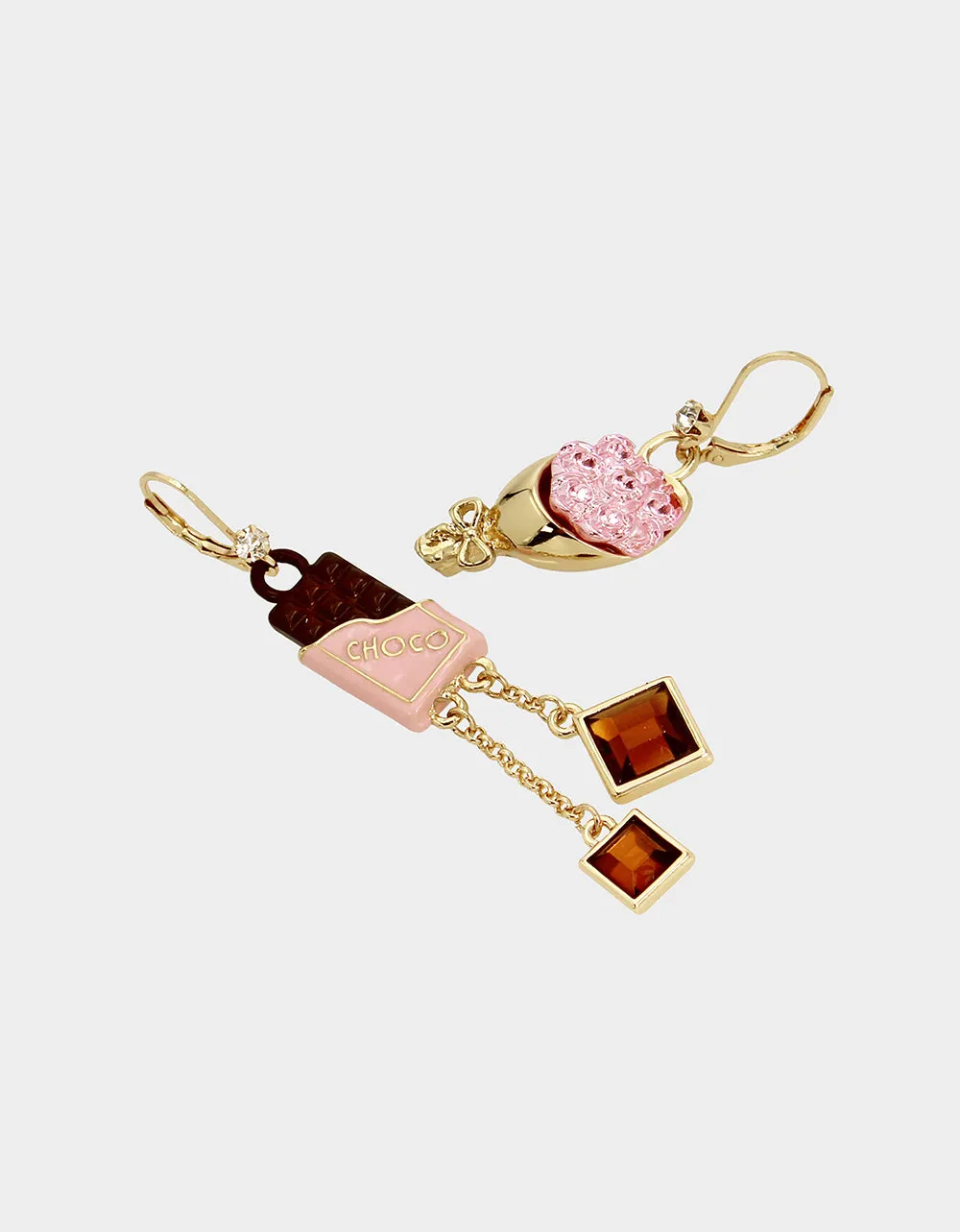 SWEETHEART SWOON CHOCOLATE ROSE MISMATCH EARRINGS PINK sold by Betsey Johnson product image thumbnail 2